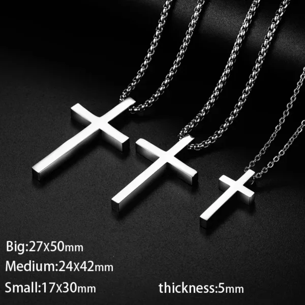 New Stainless Steel Cross Pendant Necklace for Men Women Minimalist Jewelry Male Female Necklaces Chokers Silver Color - Image 6