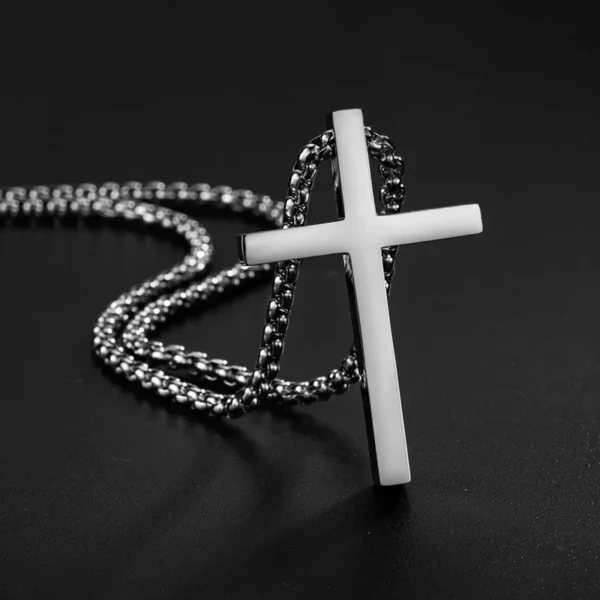 New Stainless Steel Cross Pendant Necklace for Men Women Minimalist Jewelry Male Female Necklaces Chokers Silver Color - Image 2