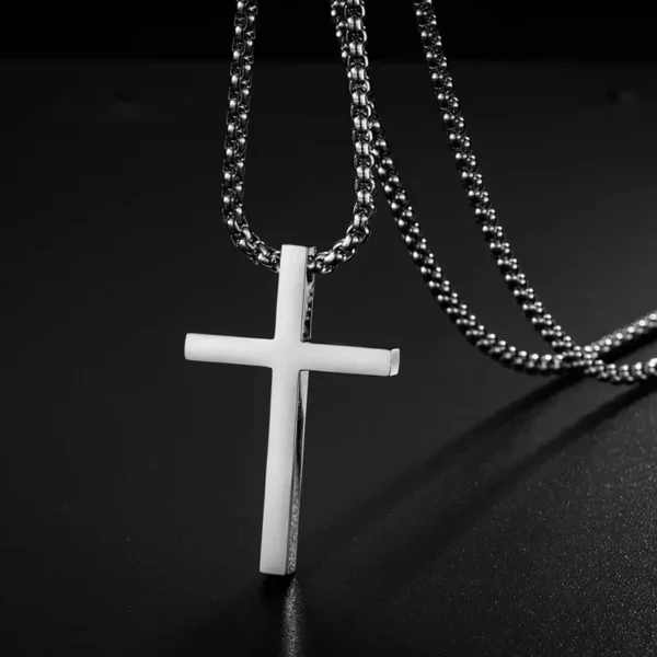 New Stainless Steel Cross Pendant Necklace for Men Women Minimalist Jewelry Male Female Necklaces Chokers Silver Color - Image 3